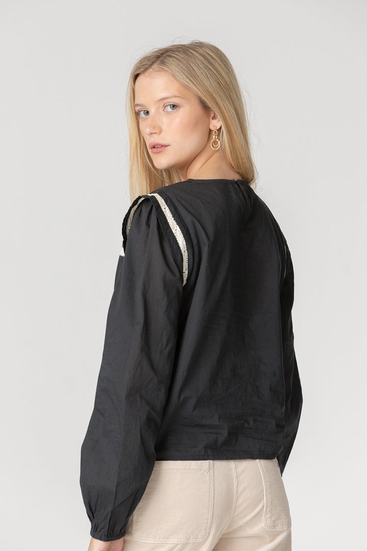 BLOUSE WITH CONTRAST DRAPELETS