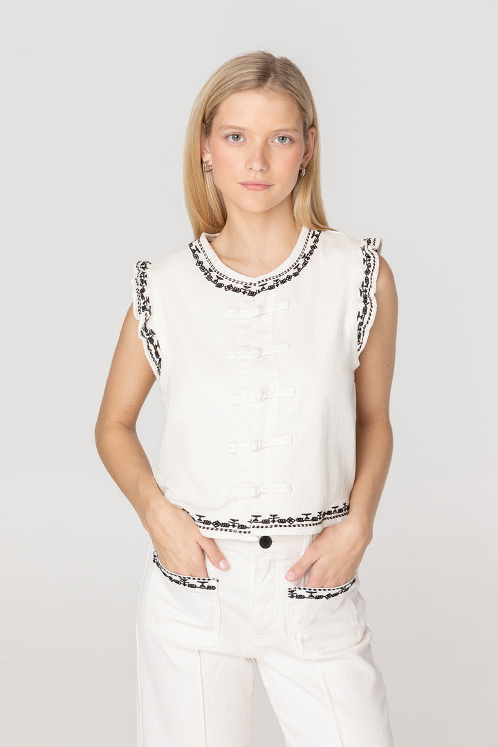 CHALECO BORDADO CONTRASTE