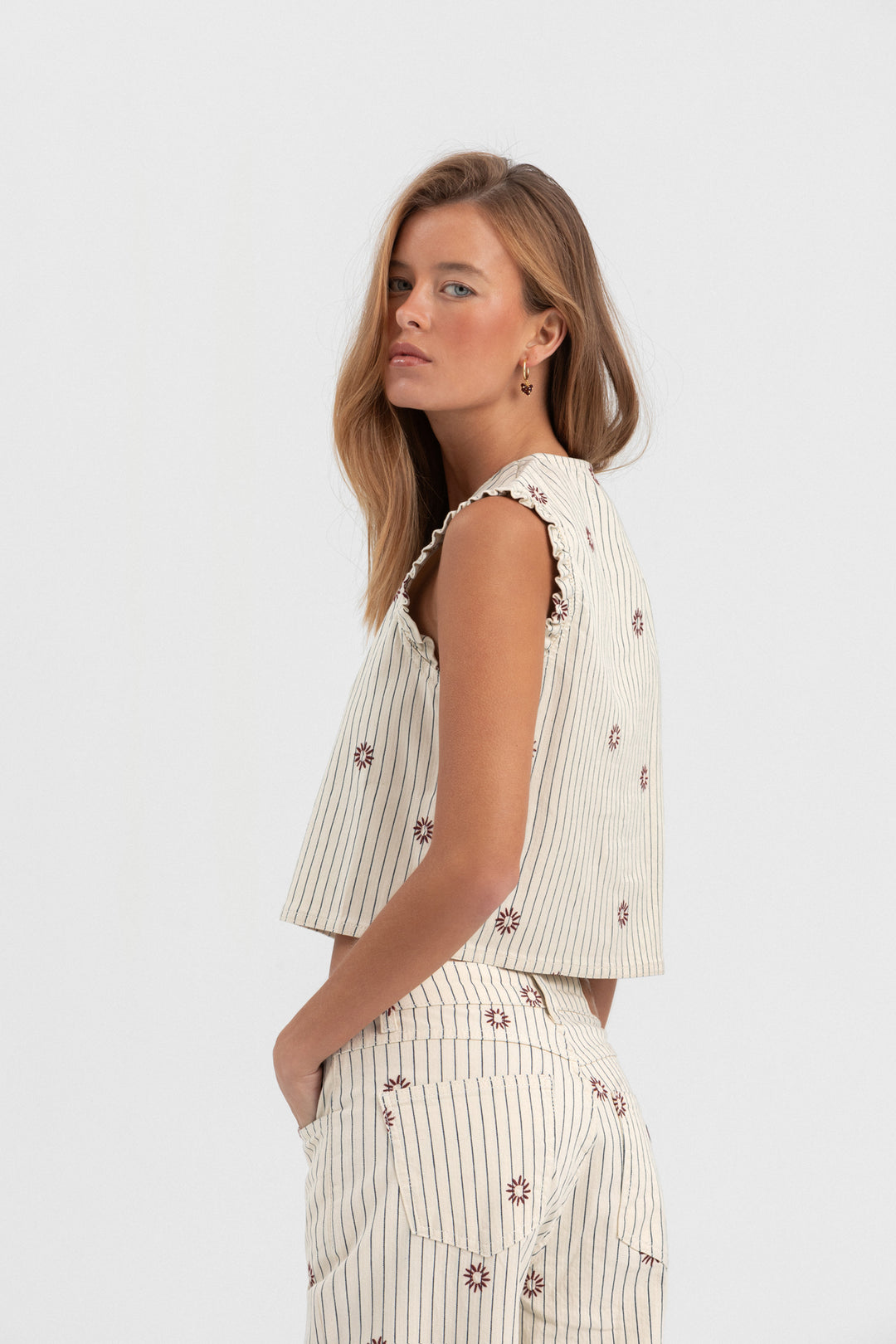 EMBROIDERED STRIPED VEST