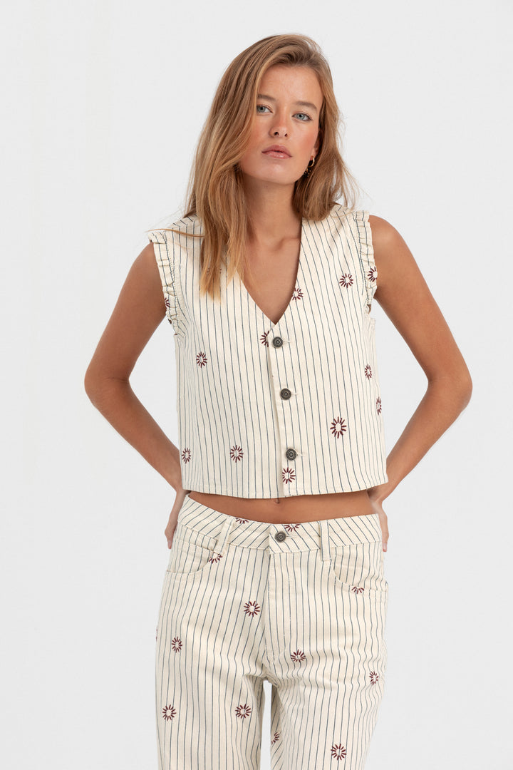 EMBROIDERED STRIPED VEST