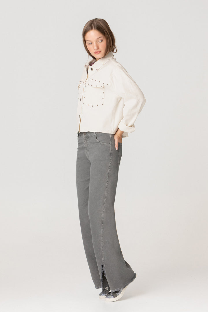 DENIM JACKET WITH STUDS AND STARS