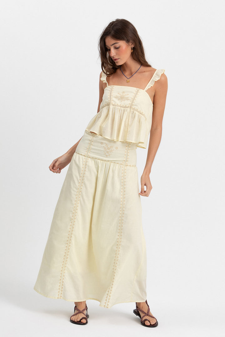 FALDA MIDI BORDADA