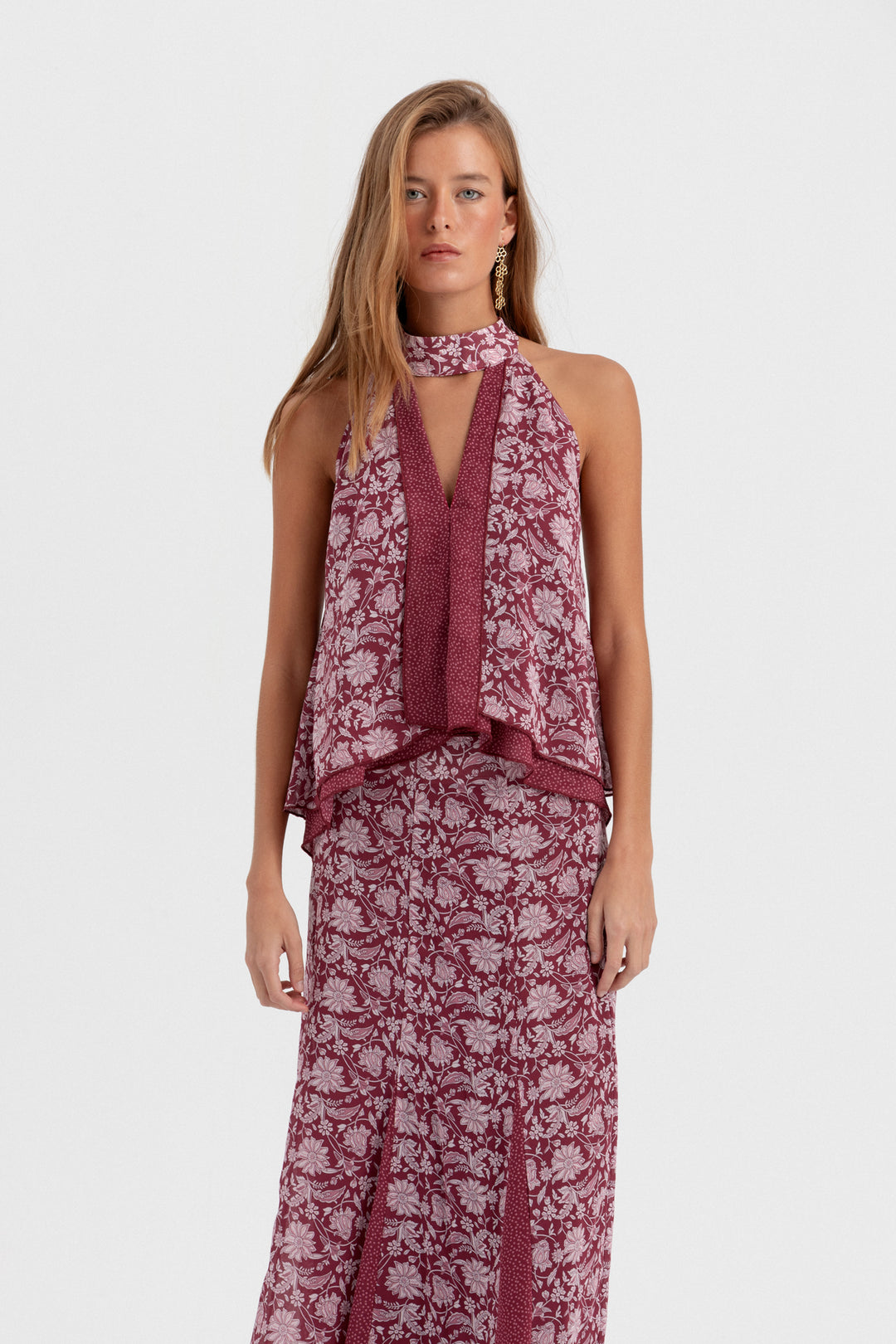 FALDA MIDI DOBLE TEJIDO