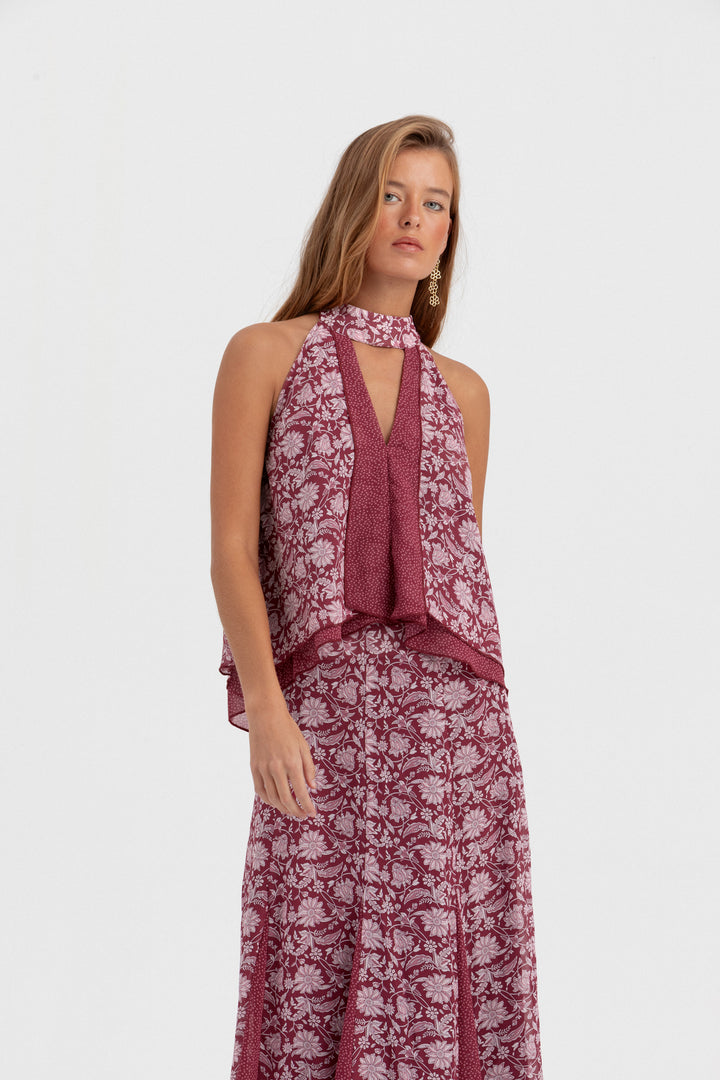 FALDA MIDI DOBLE TEJIDO