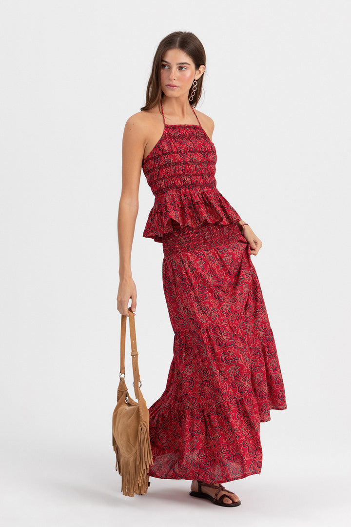 FALDA MIDI ESTAMPADA