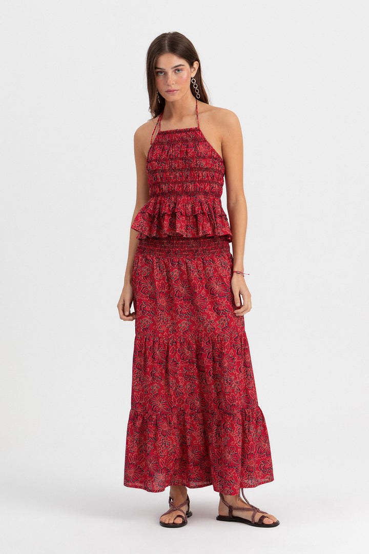 FALDA MIDI ESTAMPADA