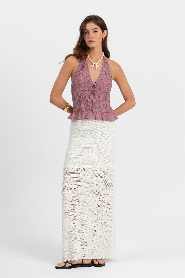 FALDA MIDI FLORES PUNTO