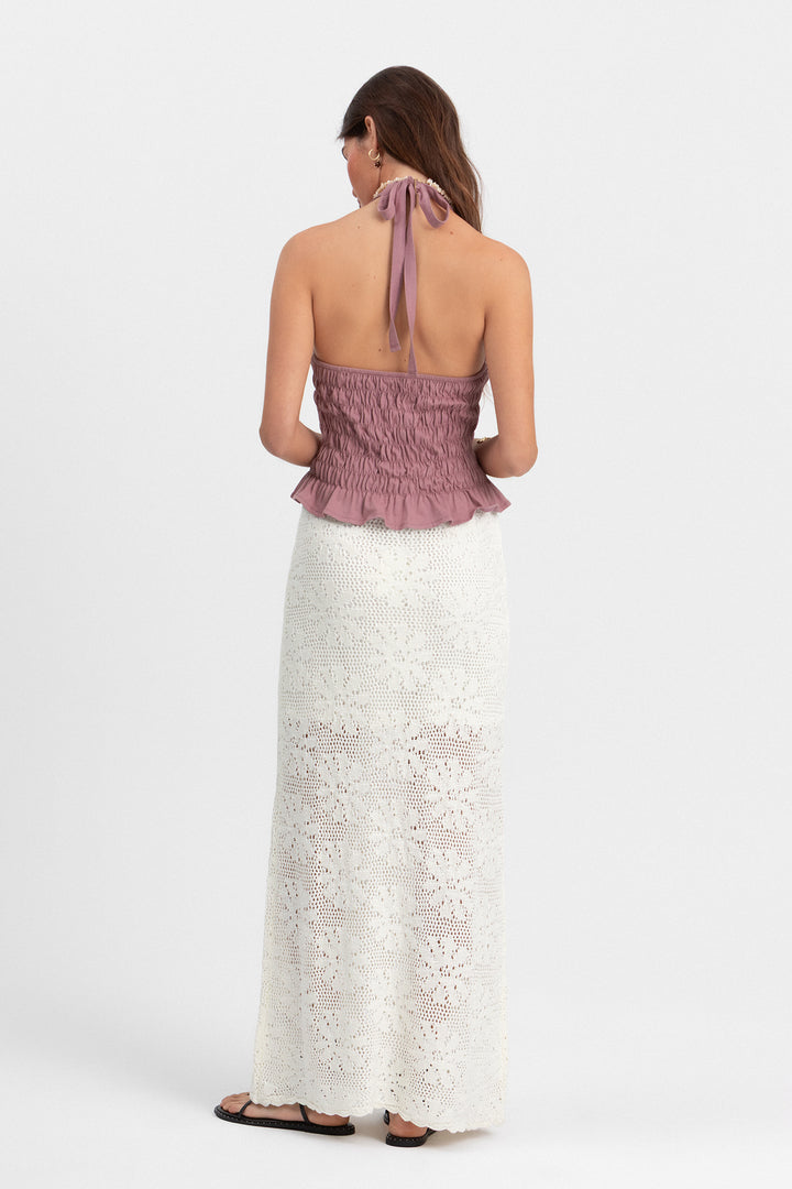 FALDA MIDI FLORES PUNTO