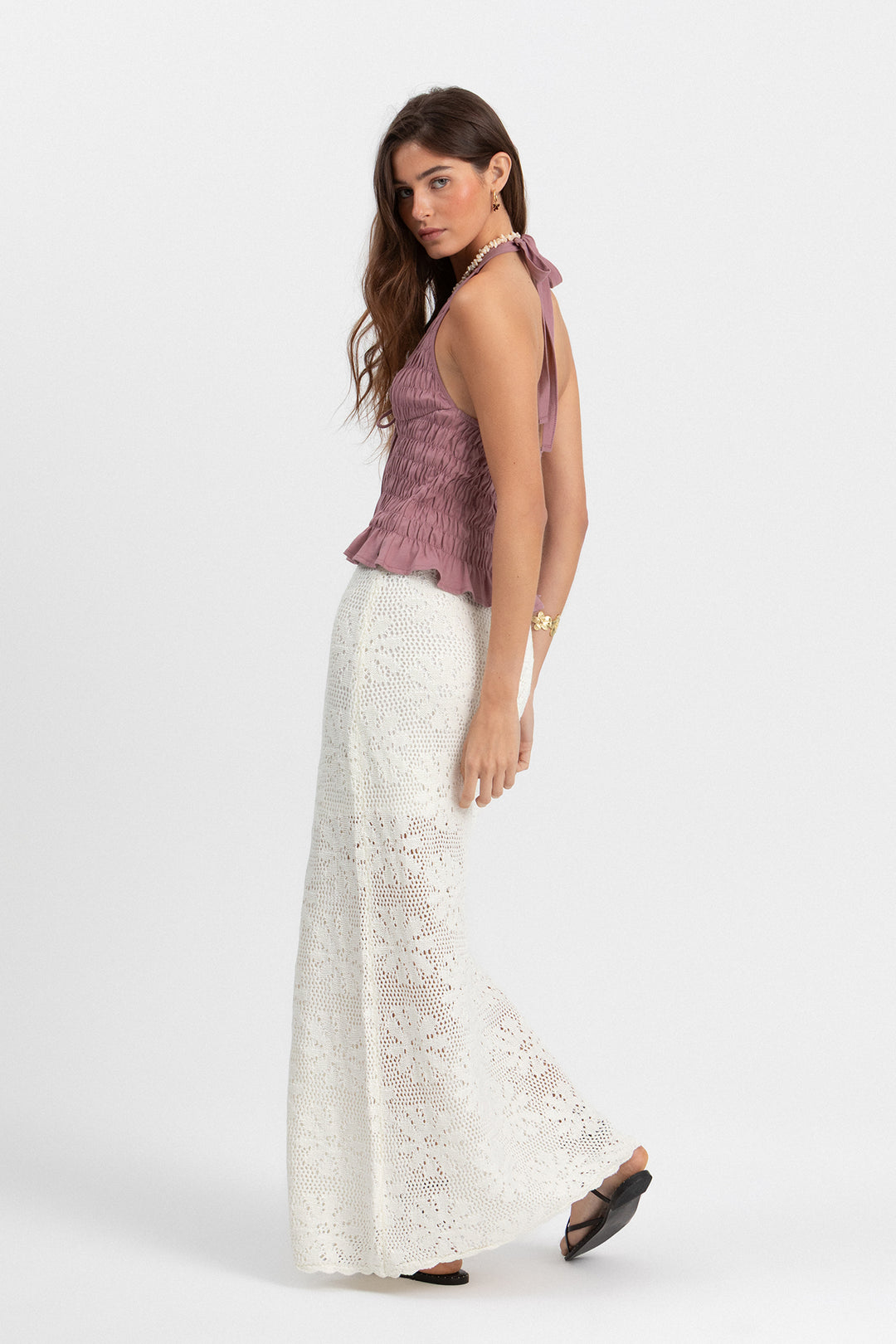 FALDA MIDI FLORES PUNTO