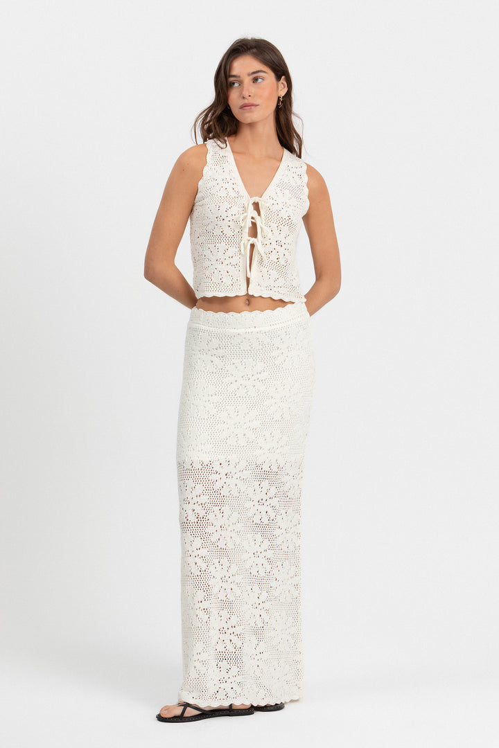 FALDA MIDI FLORES PUNTO
