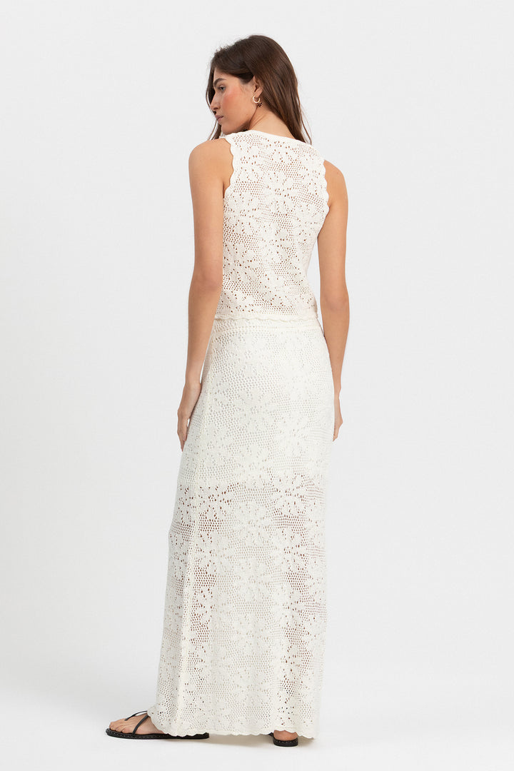 FALDA MIDI FLORES PUNTO
