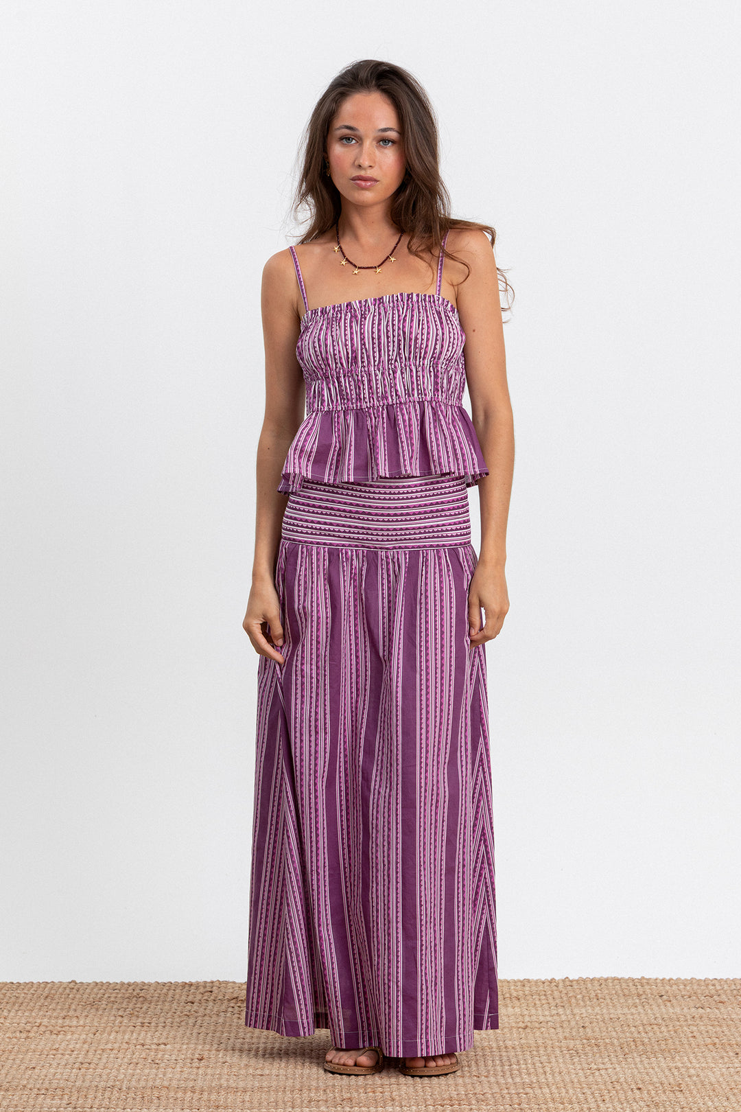 FALDA MIDI RAYAS ESTAMPADAS