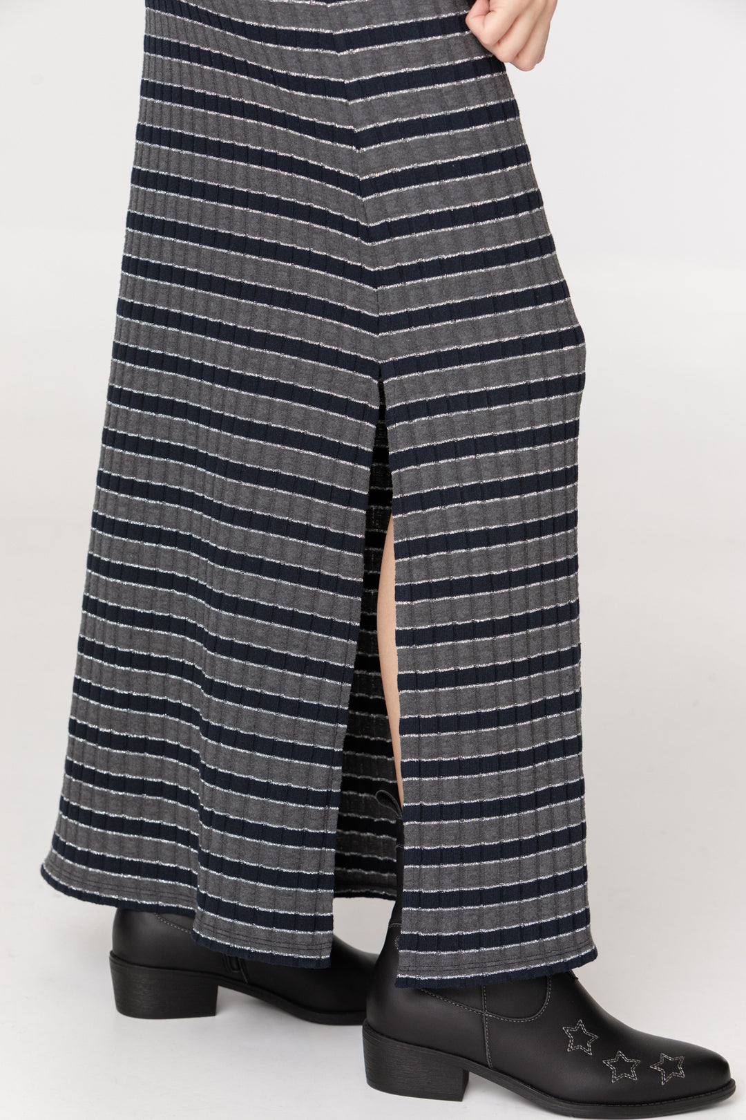 FALDA MIDI RAYAS LUREX