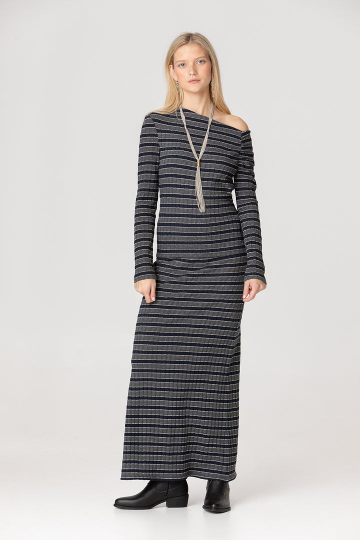 FALDA MIDI RAYAS LUREX