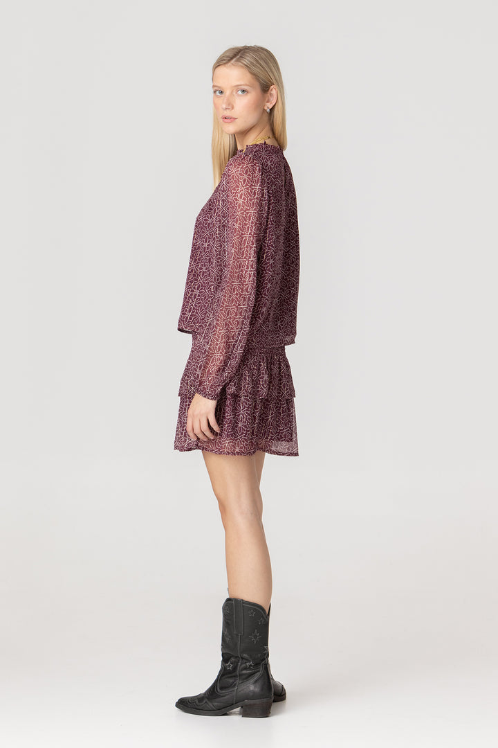 FALDA MINI FRUNCIDA ESTAMPADA