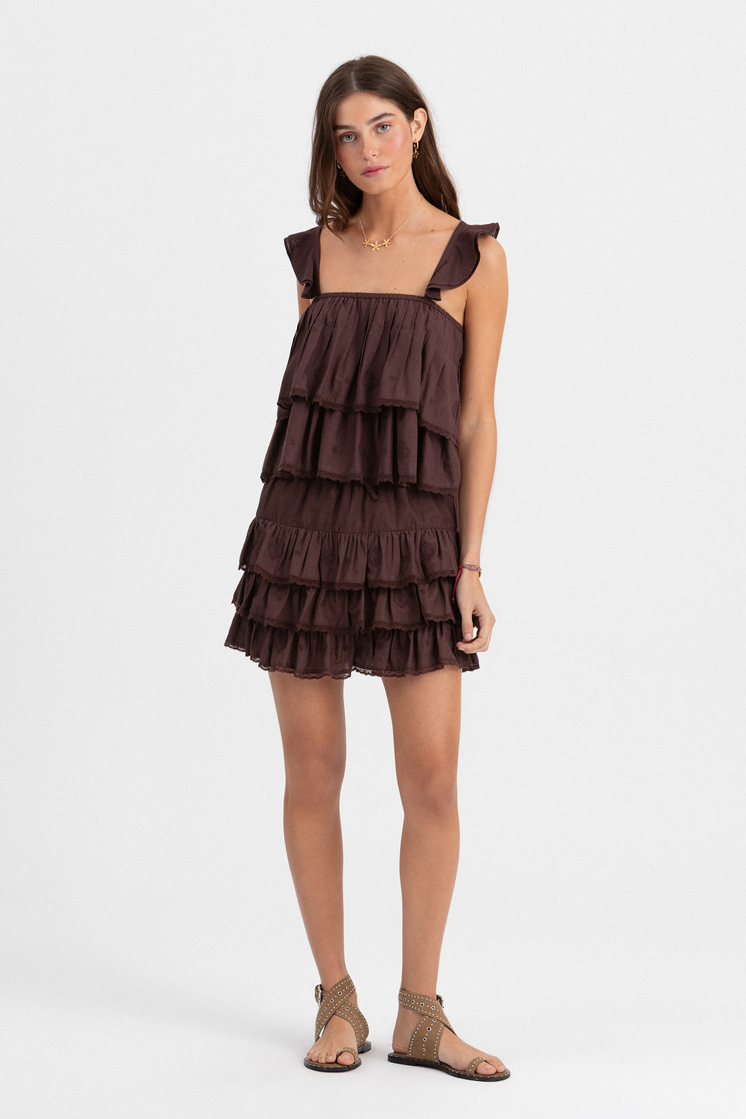 SAIA CURTA DE FOLHOS BORDADA