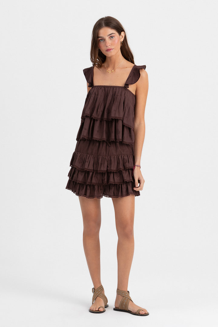 SAIA CURTA DE FOLHOS BORDADA