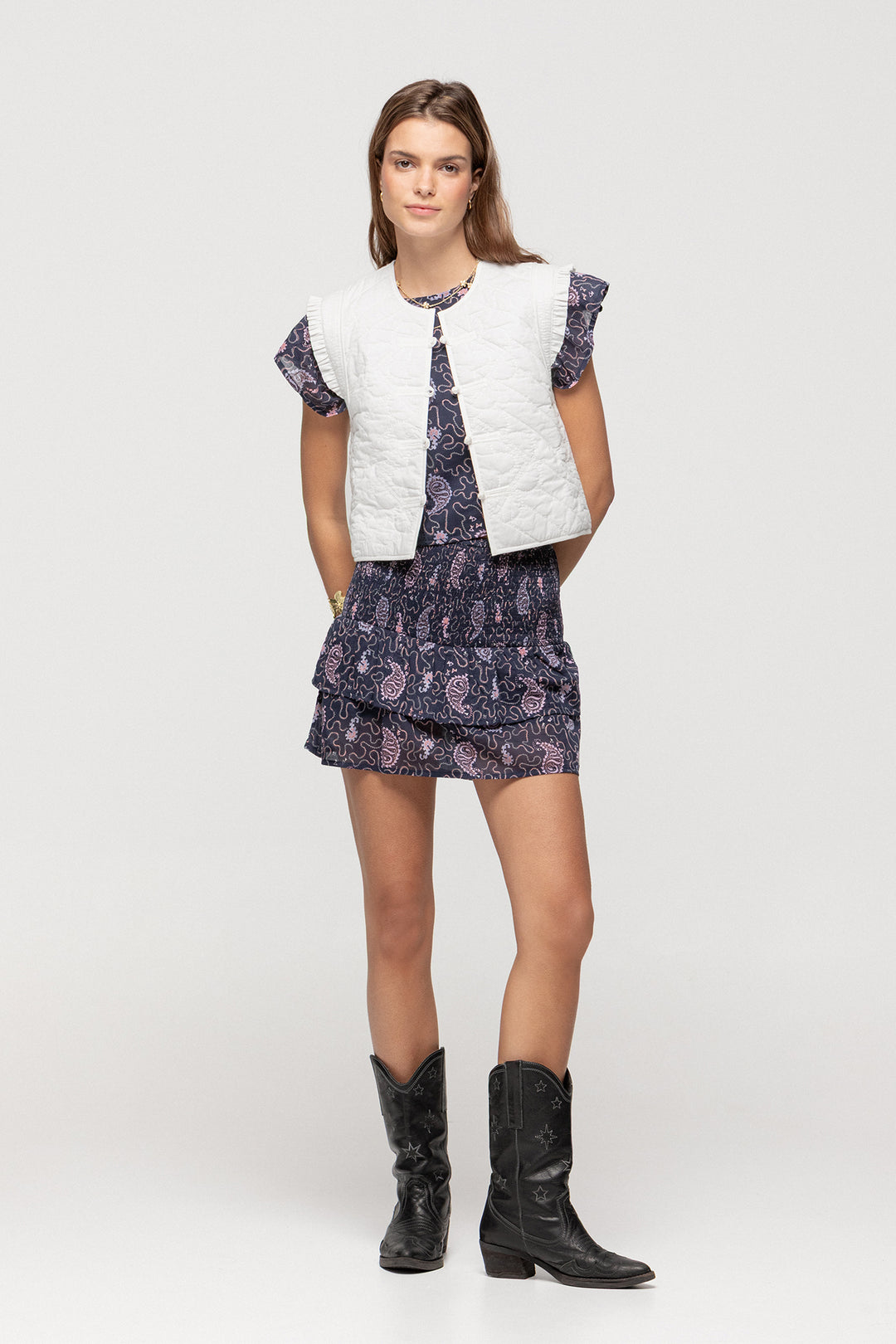 FALDA MINI VOLANTES ESTAMPADA