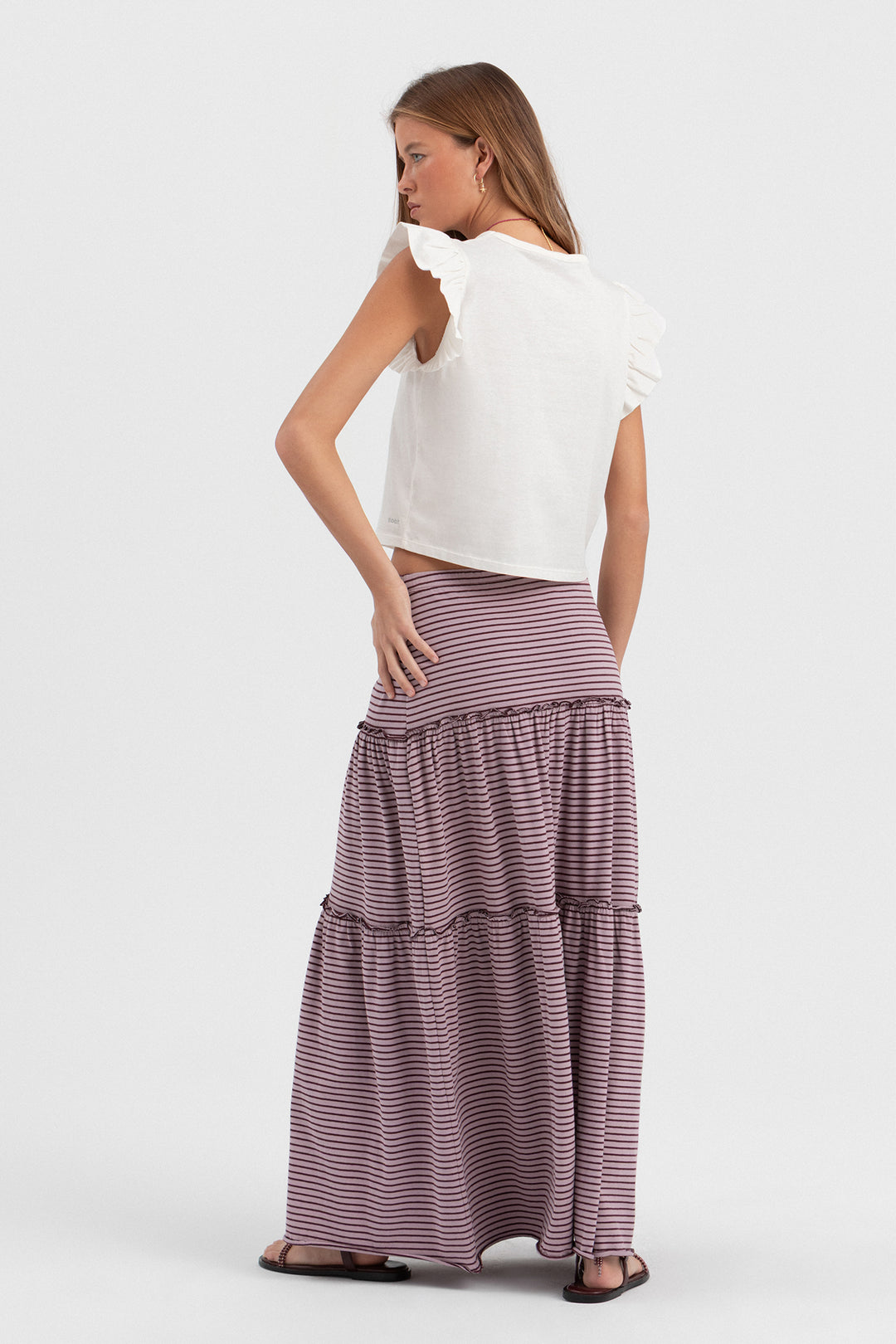 FALDA RAYAS VOLANTE FRUNCIDO