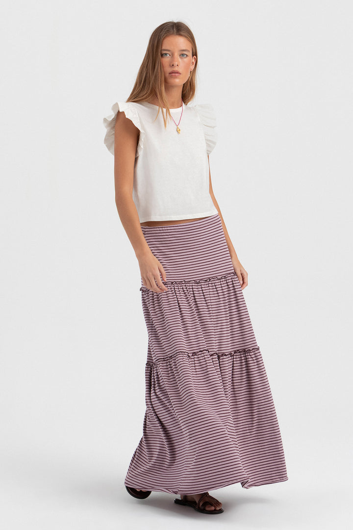 FALDA RAYAS VOLANTE FRUNCIDO