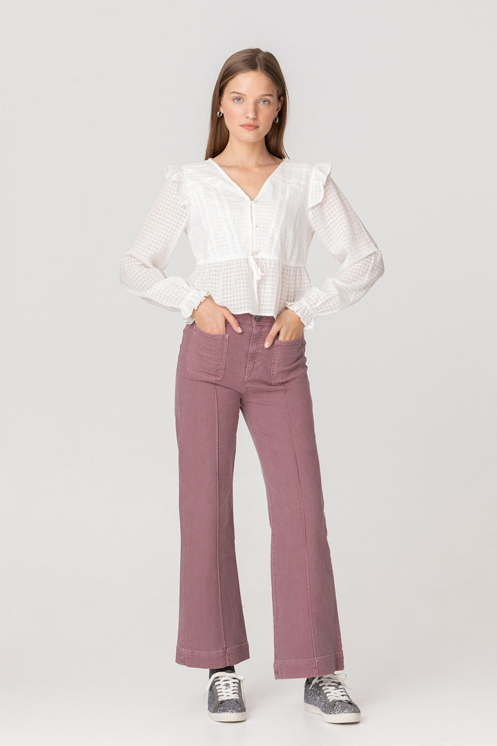 CALÇAS DE ganga CULOTTE BÁSICA COM COSTURAS