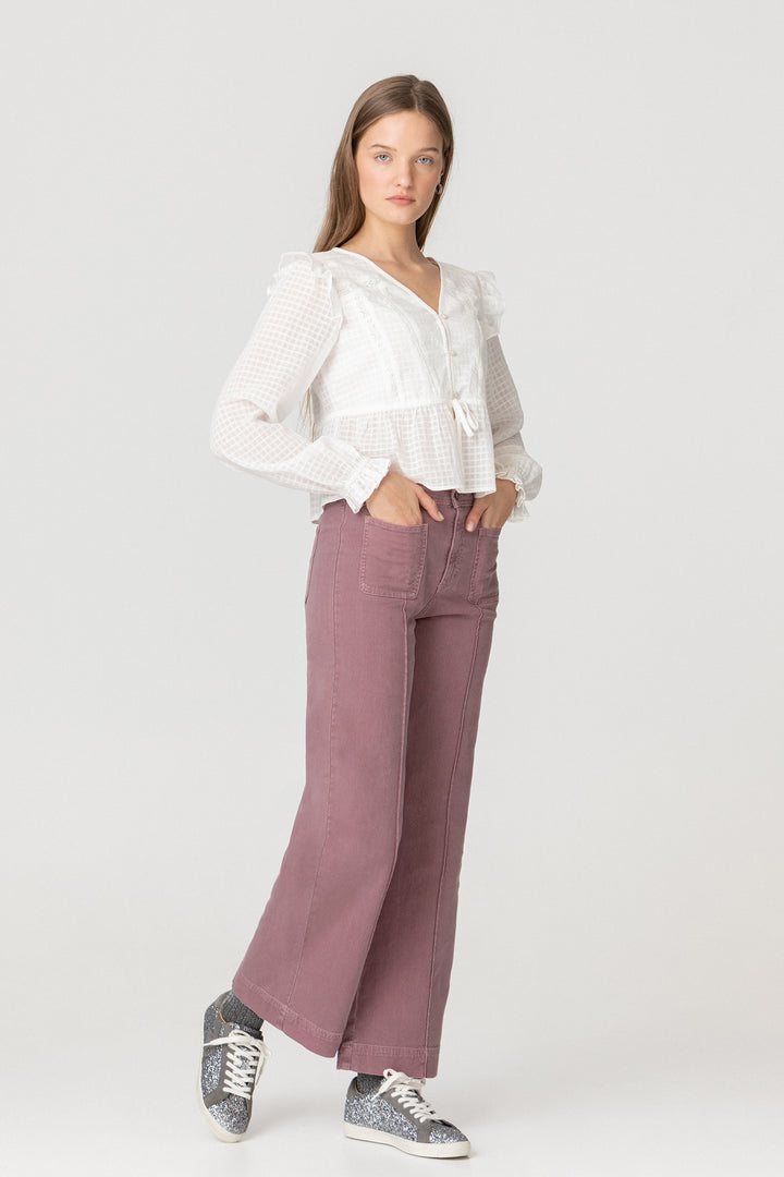 CALÇAS DE ganga CULOTTE BÁSICA COM COSTURAS