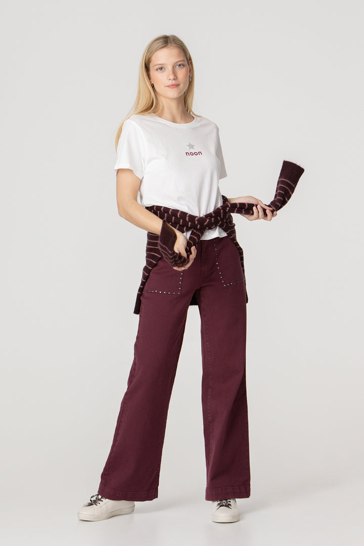 CULOTTE JEANS WITH POCKETS AND STUDS