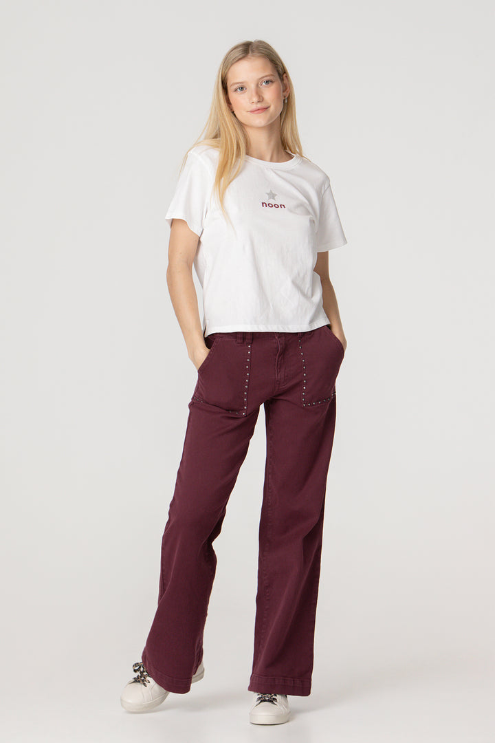 CULOTTE JEANS WITH POCKETS AND STUDS