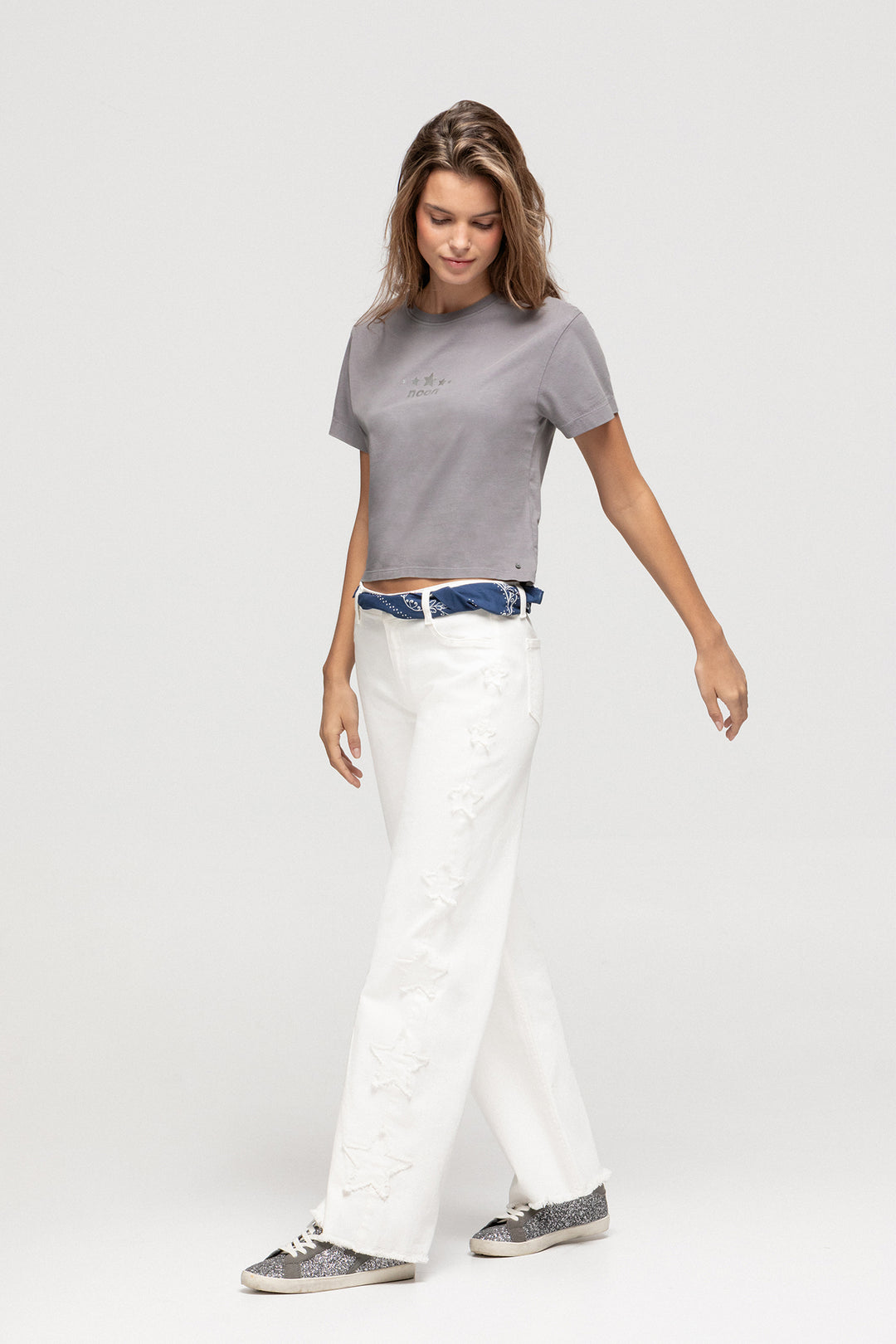 CALÇAS DE ganga COM ESTRELAS LATERAIS