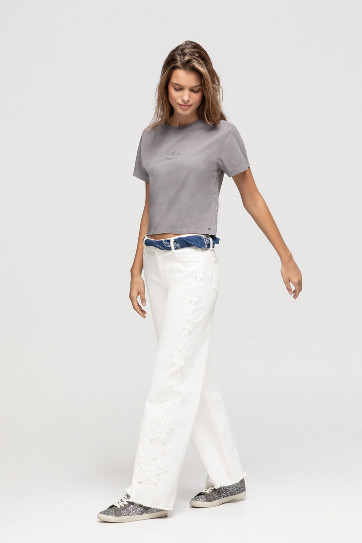 CALÇAS DE ganga COM ESTRELAS LATERAIS