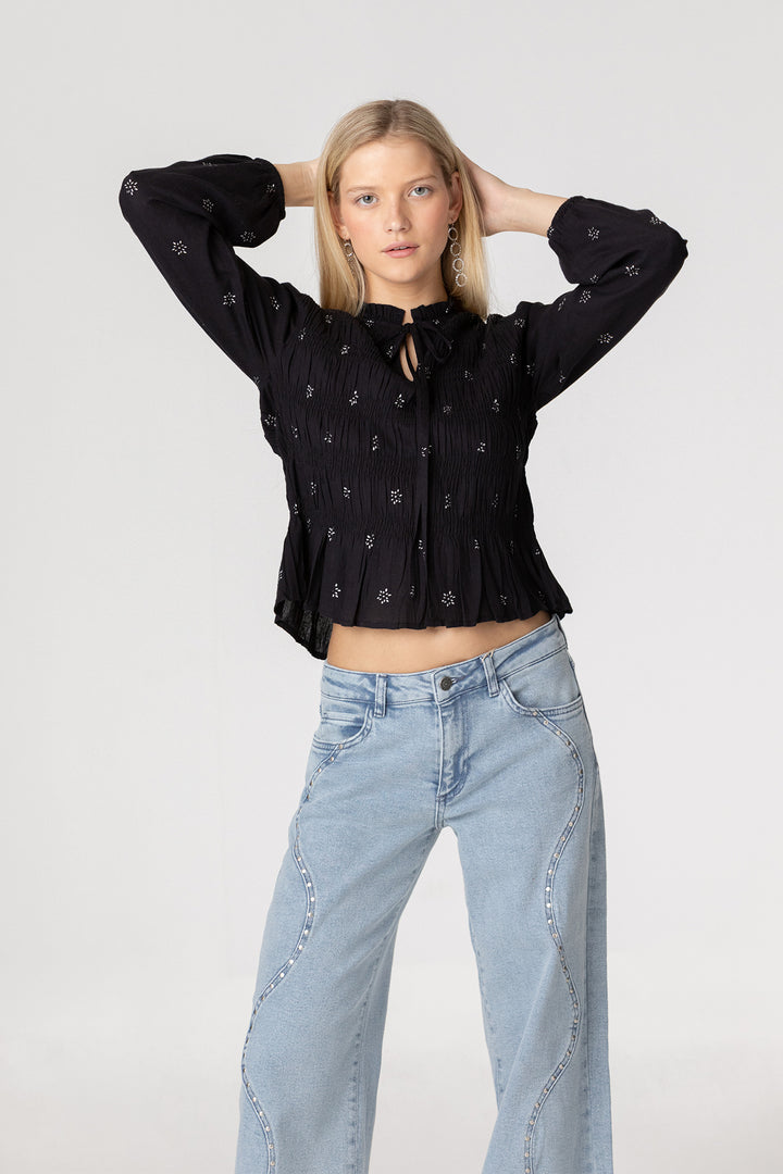 JEANS ONDAS TACHAS DENIM