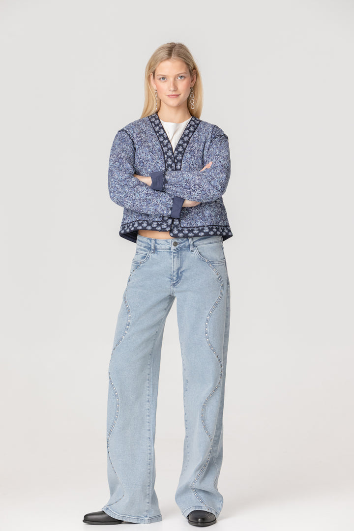 JEANS ONDAS TACHAS DENIM