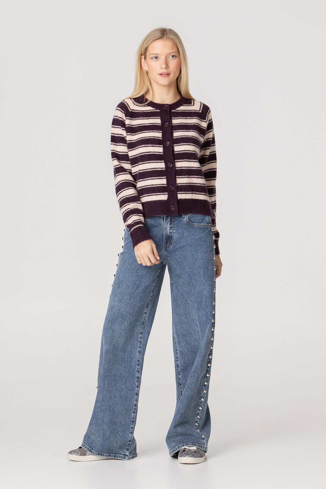 STUDDED MAXI DENIM JEANS