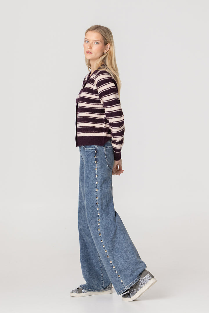 STUDDED MAXI DENIM JEANS