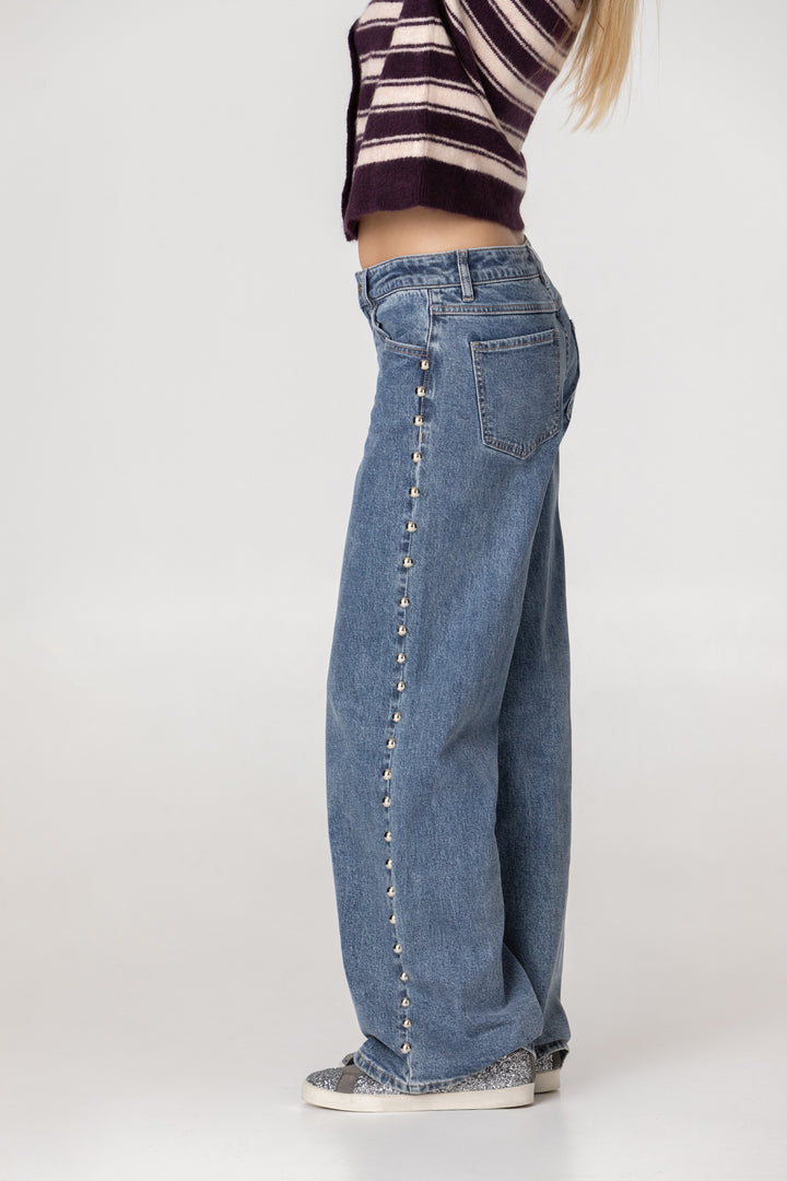 STUDDED MAXI DENIM JEANS