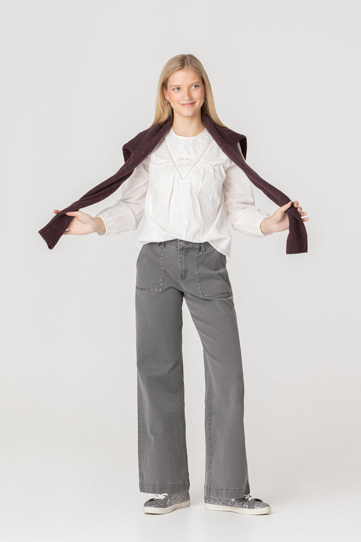 JEANS CULOTTE BOLSILLOS TACHAS