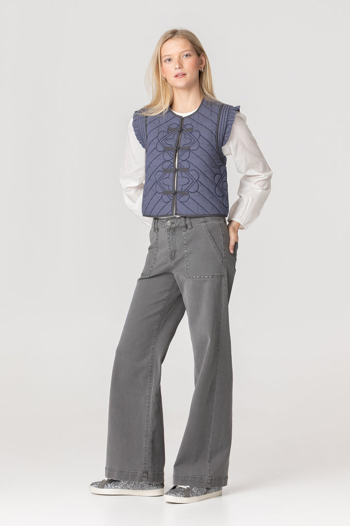 JEANS CULOTTE BOLSILLOS TACHAS