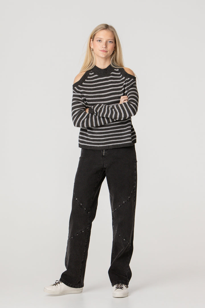 CAMISA LISTRADA COM ABERTURAS