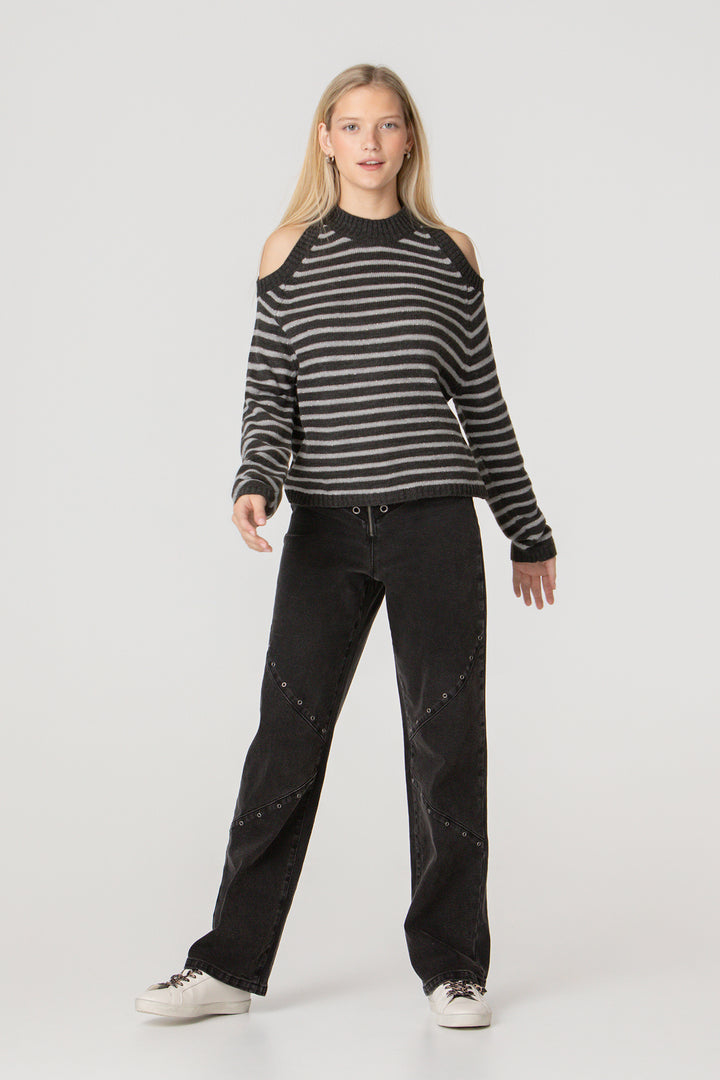 CAMISA LISTRADA COM ABERTURAS