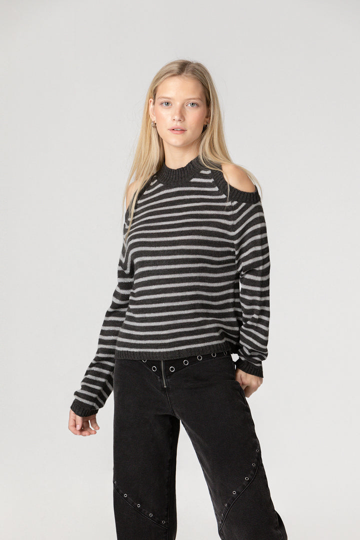 CAMISA LISTRADA COM ABERTURAS