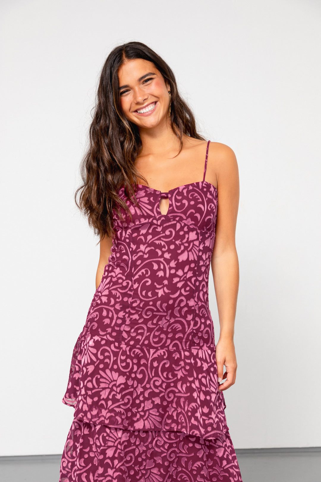 MERCEDES RUFFLED MIDI DRESS