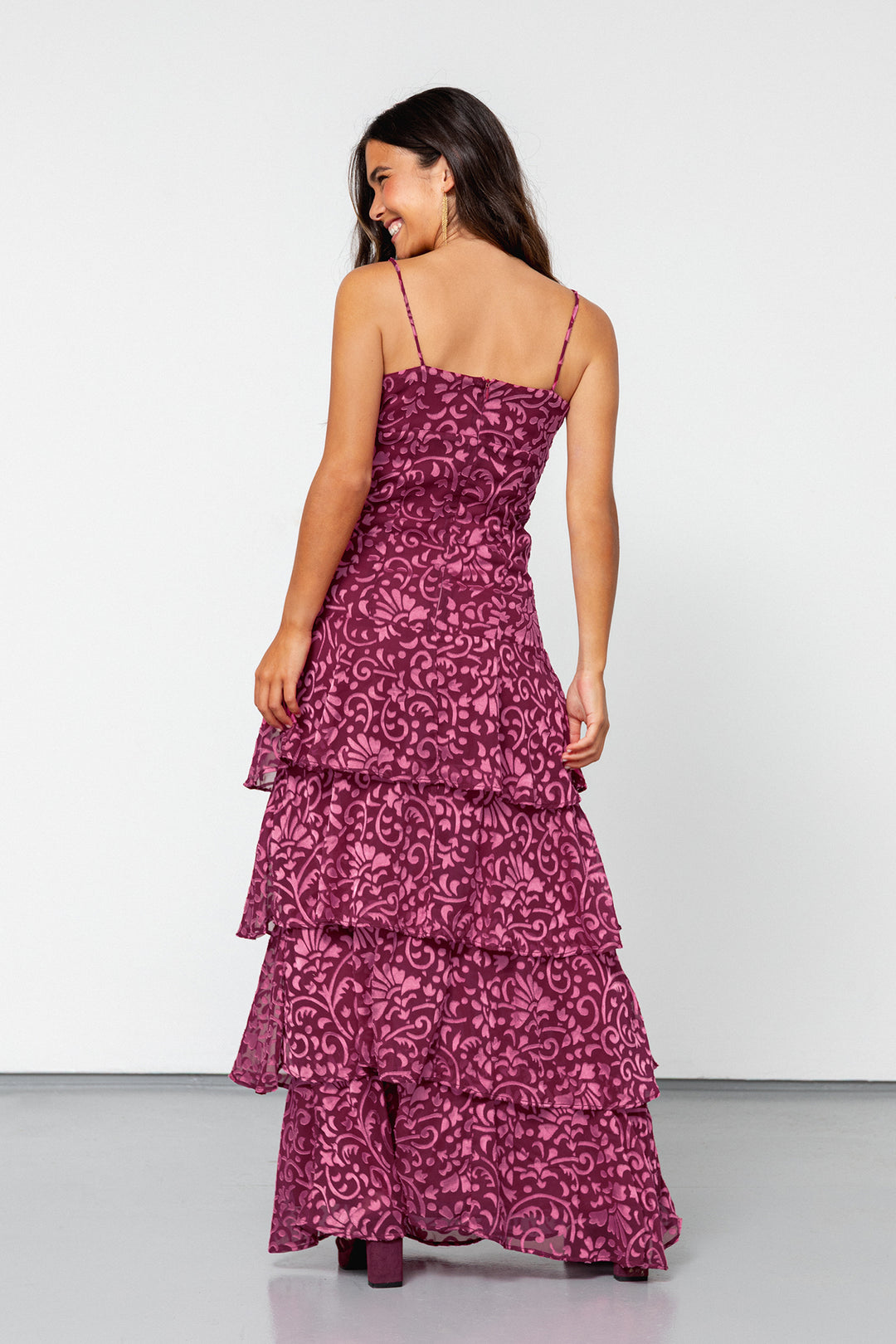 MERCEDES RUFFLED MIDI DRESS