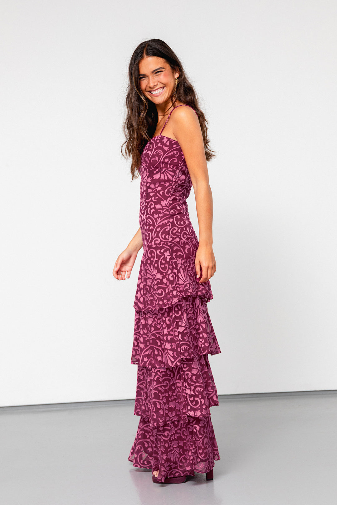 MERCEDES RUFFLED MIDI DRESS