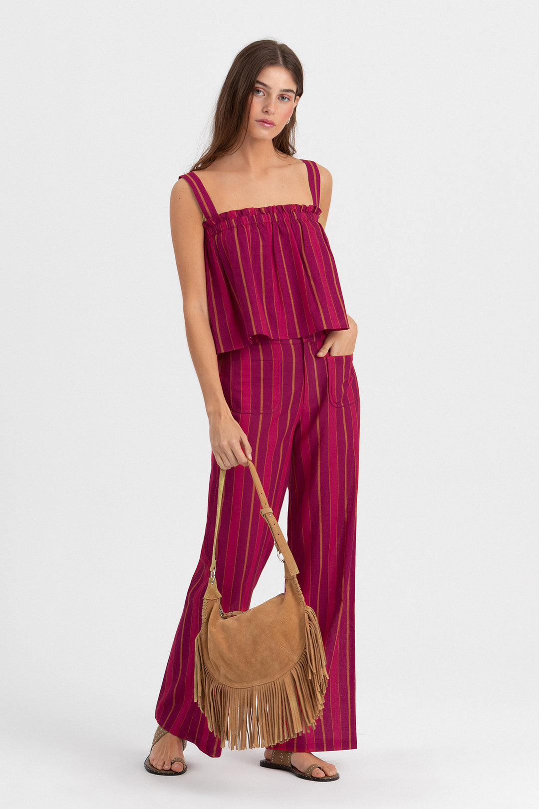 PANTALON CULOTTE BOLSILLO RAYAS