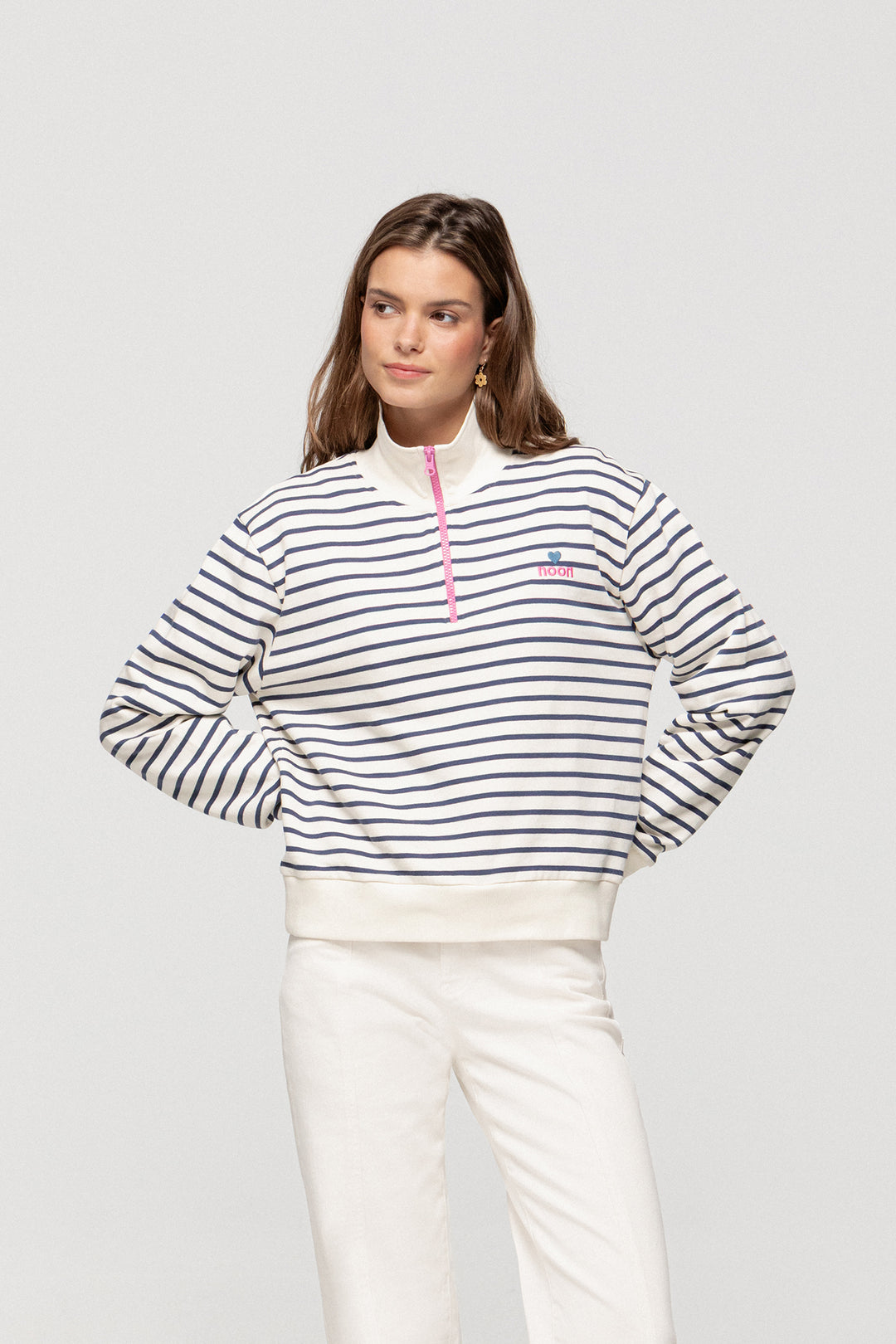 STRIPED ZIP-UP SWEATSHIRT