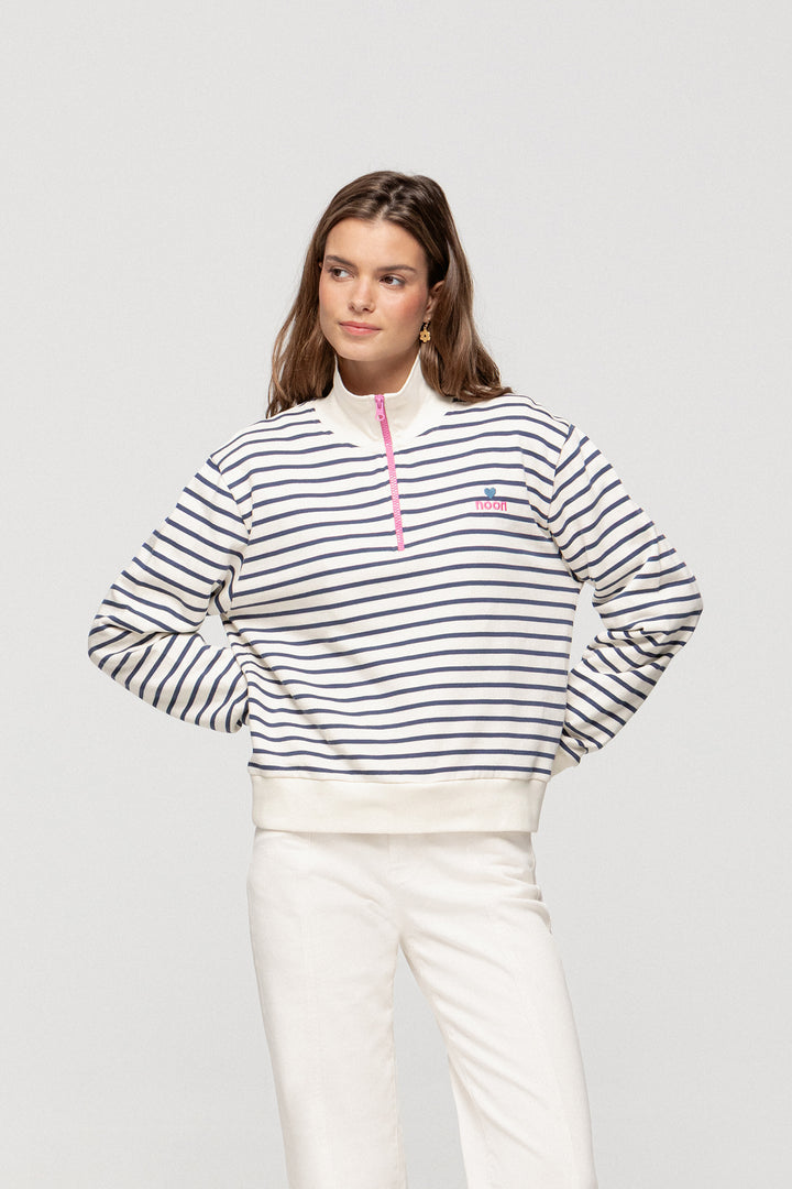 STRIPED ZIP-UP SWEATSHIRT