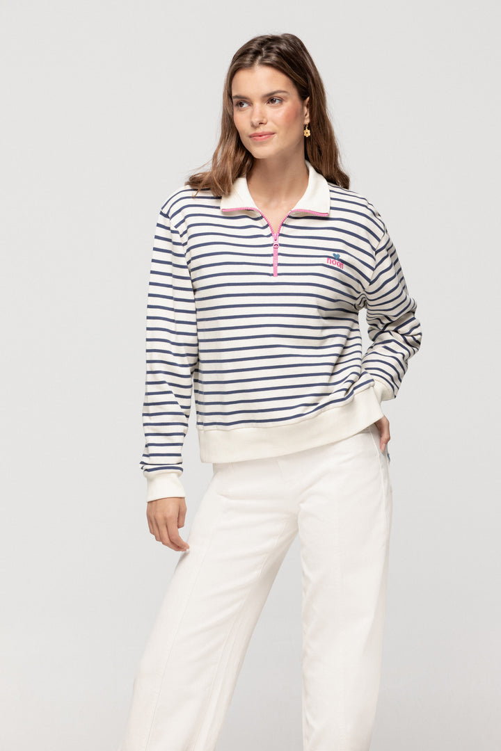 STRIPED ZIP-UP SWEATSHIRT