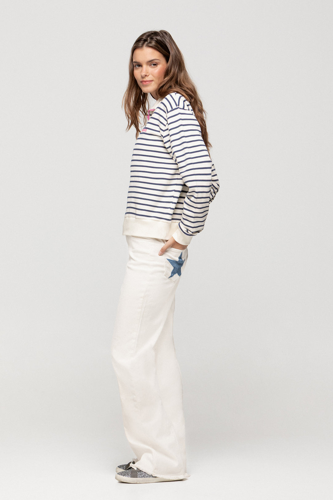 STRIPED ZIP-UP SWEATSHIRT