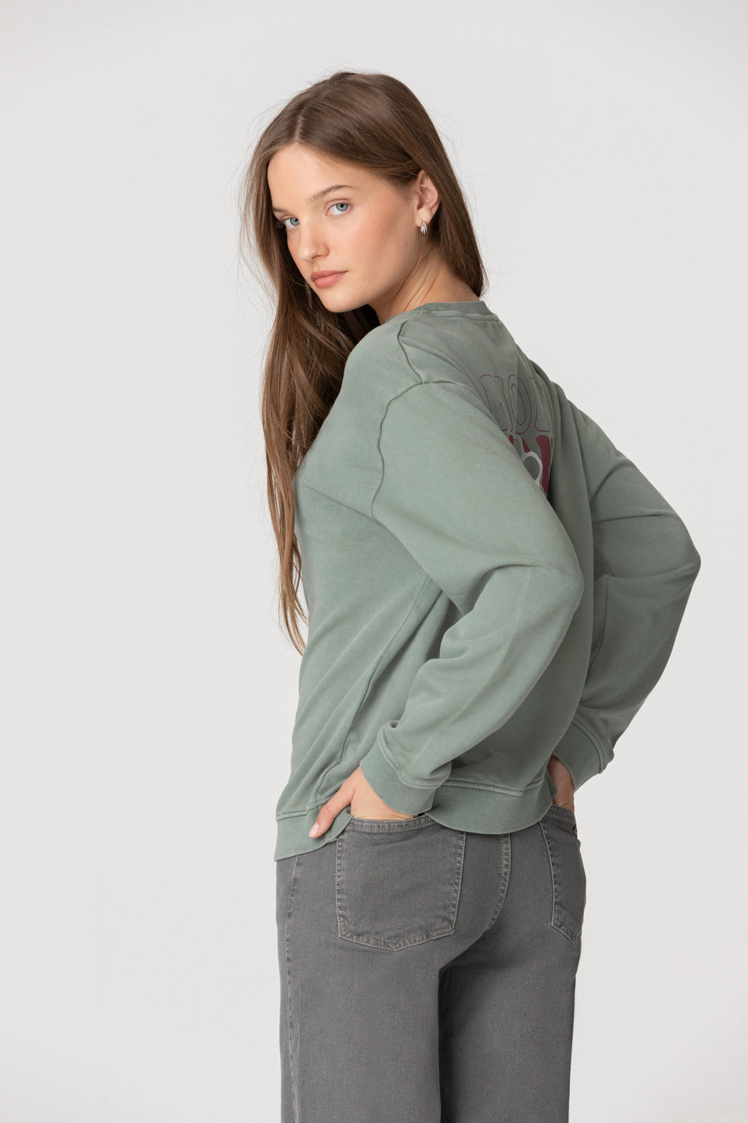 SUDADERA SIN CAPUCHA PRINT ESPALDA FLOR