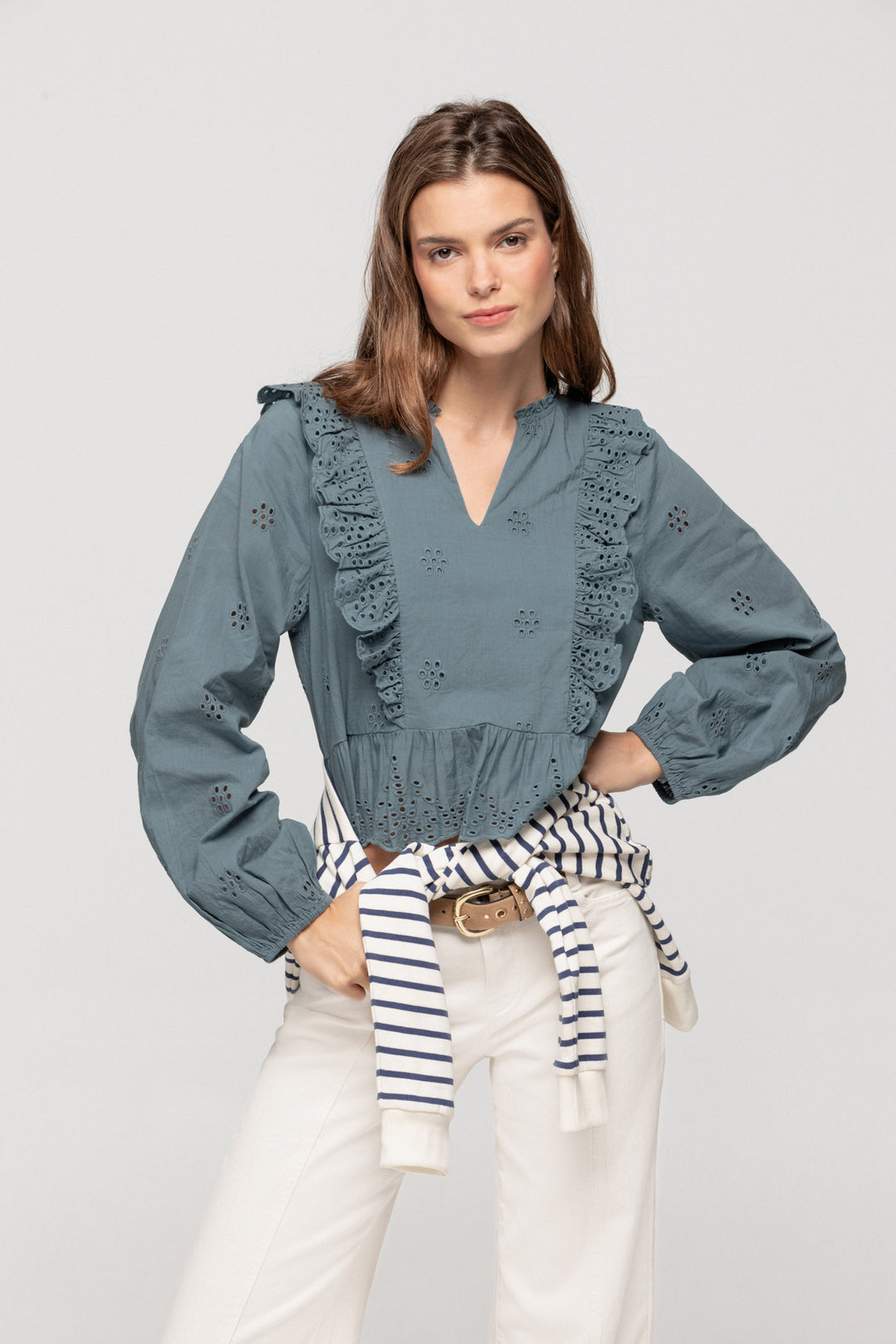 TOP OPENWORK RUFFLES